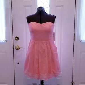 Pink Strapless Dress with Elegant Border XL (NWT)